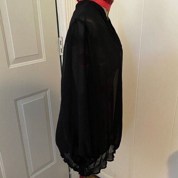 a.n.a. V-neck Boho Long Sleeve Sheer Blouse Women Size 3X - Picture 3 of 6